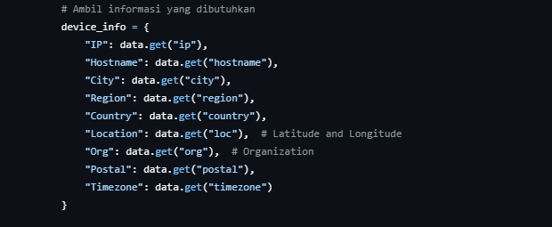 Tampilan project IP INFO