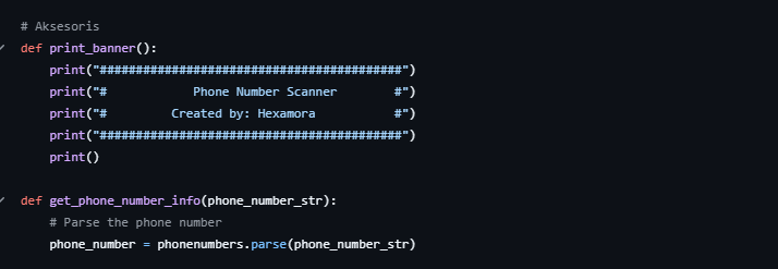 Tampilan project Phone Number Scanner